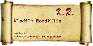 Klaáb Rozália névjegykártya